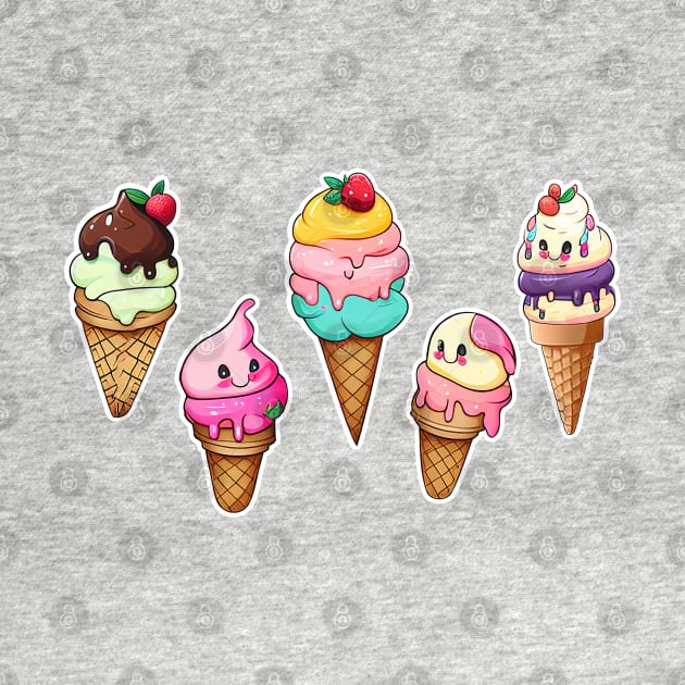Cute child/baby ice cream cone characters; design; baby; infant; child; cute; sweet; dessert; gift; newborn; baby shower; pretty; pastels; colorful; cutesy; birthday gift; by Be my good time